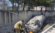 Dikmece’de takla atan otomobilin sürücüsü yaralandı